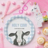 聖い牛i'mワンブループレイド誕生日紙プレート ペーパープレート (パーティー)