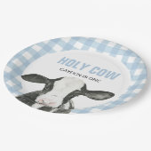 聖い牛i'mワンブループレイド誕生日紙プレート ペーパープレート (アングル)