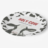 聖い牛i'm 1牛プリント誕生日 ペーパープレート (アングル)