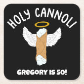 聖おもしろいカノリをテーマイタリアンにしたパーティー スクエアペーパーコースター (正面)