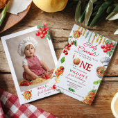 聖おもしろいカノリ小さなミートボール1歳の誕生日 招待状