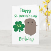 聖おもしろいパトリックの日50誕生日 カード (黄色い花)