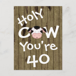 聖おもしろい牛あなたは40誕生日はがき ポストカード