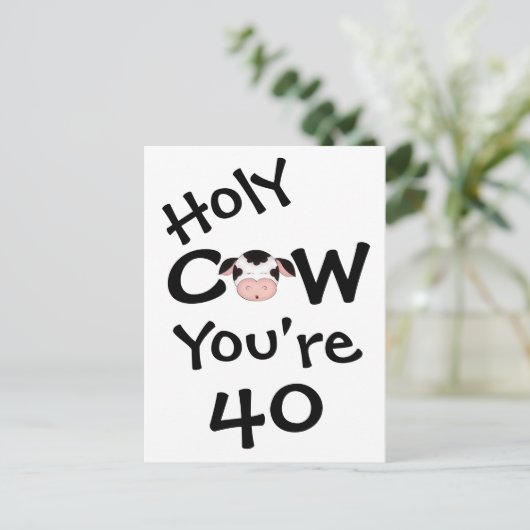 聖おもしろい牛あなたは40誕生日はがき ポストカード (スタンド正面)