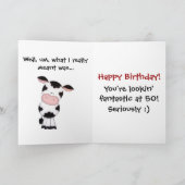 聖おもしろい牛あなたは50ユーモアのある誕生日 カード (内部)