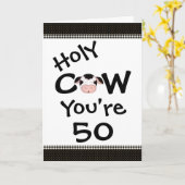 聖おもしろい牛あなたは50誕生日グリーティングカード カード (黄色い花)