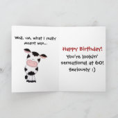 聖おもしろい牛あなたは60ユーモアのある誕生日 カード (内部)