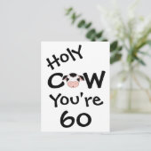 聖おもしろい牛あなたは60誕生日ユーモアのある ポストカード (スタンド正面)