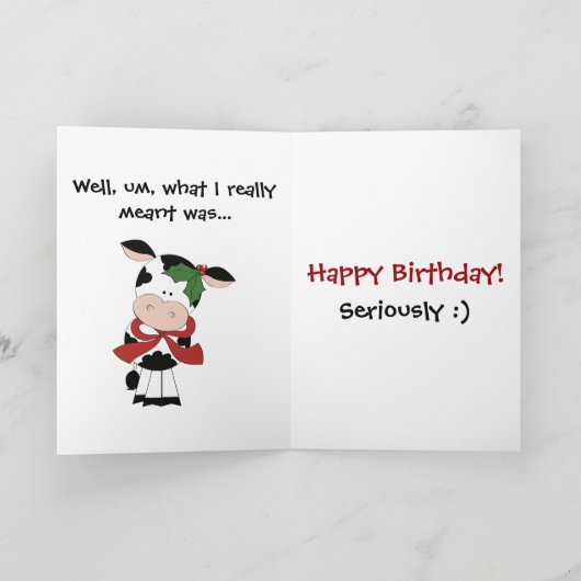 聖おもしろい牛あなたは70クリスマス誕生日 シーズンカード (内部)