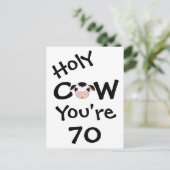 聖おもしろい牛あなたは70誕生日はがき ポストカード (スタンド正面)