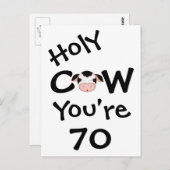 聖おもしろい牛あなたは70誕生日はがき ポストカード (正面/裏面)