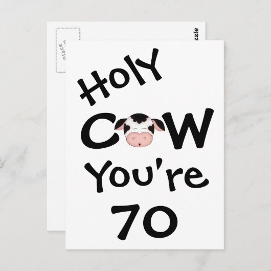 聖おもしろい牛あなたは70誕生日はがき ポストカード (正面/裏面)