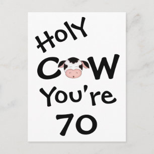 聖おもしろい牛あなたは70誕生日はがき ポストカード