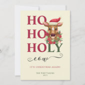 聖おもしろい牛のクリスマス写真 シーズンカード (正面)