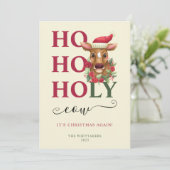 聖おもしろい牛のクリスマス写真 シーズンカード (スタンド正面)