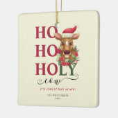 聖おもしろい牛のクリスマス写真 セラミックオーナメント (左)