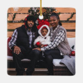 聖おもしろい牛のクリスマス写真 セラミックオーナメント (裏面)