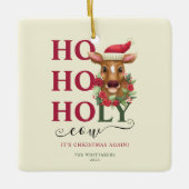 聖おもしろい牛のクリスマス写真 セラミックオーナメント (正面)