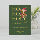 聖おもしろい牛のクリスマス写真 箔シーズンカード (立ち正面)