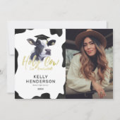 聖おもしろい牛の写真卒業発表 招待状 (正面)