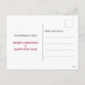 聖おもしろい牛の牛革パターンのクリスマス シーズンポストカード (裏面)