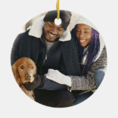 聖おもしろい牛の牛革パターンのクリスマス セラミックオーナメント (裏面)