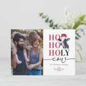 聖おもしろい牛クリスマスフォトホリデーカード シーズンカード (スタンド正面)