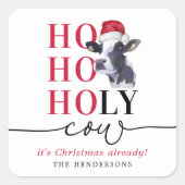 聖おもしろい牛クリスマスホリデー スクエアシール (正面)