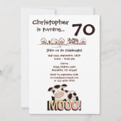 聖おもしろい牛農園70歳ユーモアのある誕生日パーティー 招待状 (裏面)