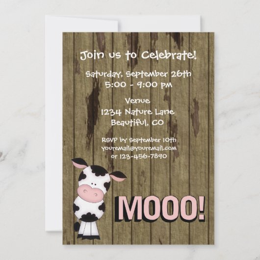 聖おもしろい牛50歳の誕生日パユーモアのあるーティー 招待状 (裏面)