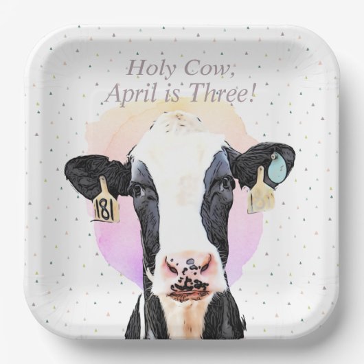 聖かわいらし牛第三誕生日模型農動物 ペーパープレート (正面)