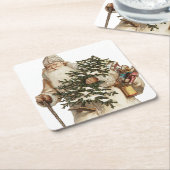 聖すてきニックとクリスマスツリー スクエアペーパーコースター (アングル)