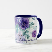 聖で無垢の紫色の水色のフローラ マグカップ (正面右)