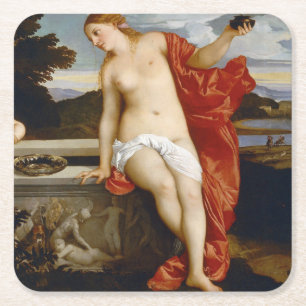 聖と不敬の愛、ティツィアーノ・ベチェリ, 1515 スクエアペーパーコースター