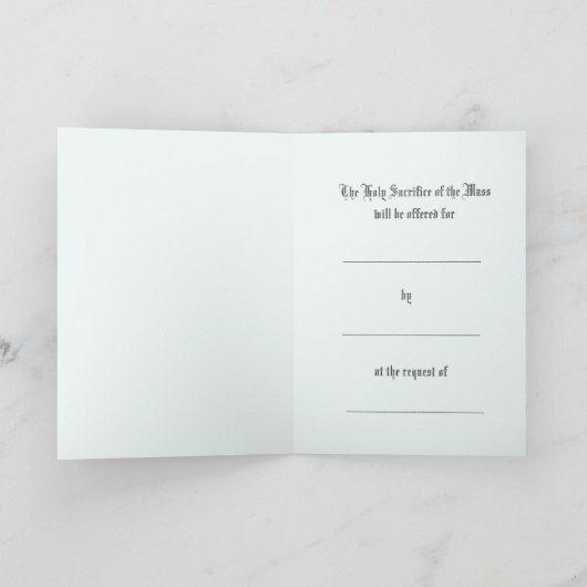 聖なるイエスをささげるカトリックの聖なるミサハート シーズンカード (内部)