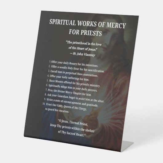 聖なるイエススピリチュアルのハートが司祭のために働く 台座サイン (正面)