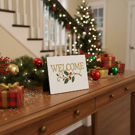 聖なるクリスマスのゲストを歓迎します フォトプラーク