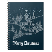 聖なるクリスマスの夜の町では、クロスのステッチのパターン ノートブック (正面)