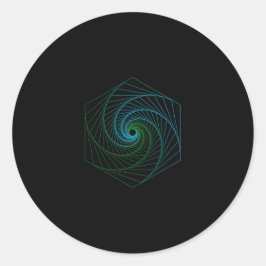 聖なるジオメトリ – ラインアートブルーとグリーン ラウンドシール