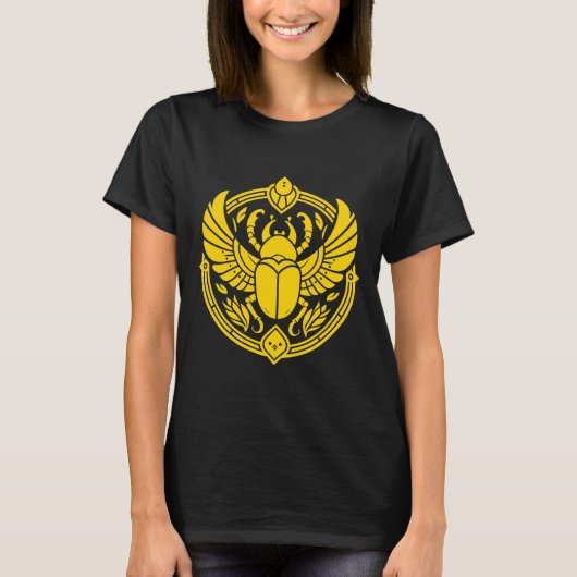 聖なるスカラベ エジプトのシンボルアート Tシャツ (正面)
