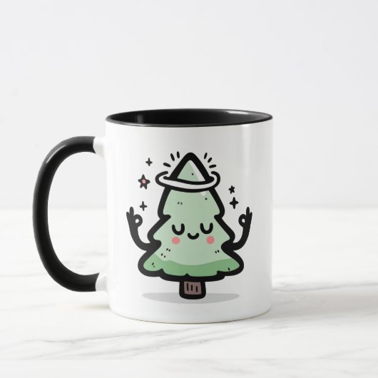 聖なるツリー マグカップ – かわいい浮遊クリスマスツリー (左)