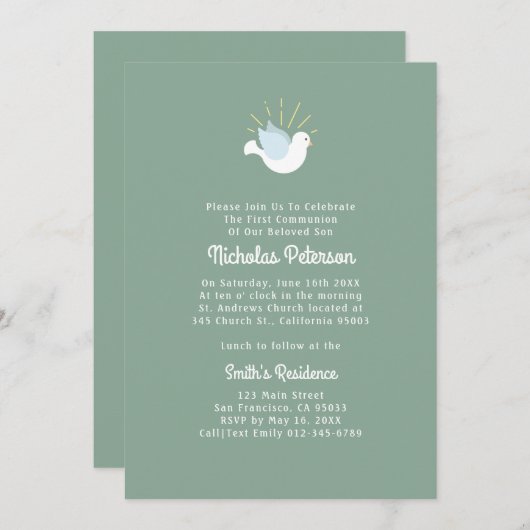 聖なるハト|最初の確認招待状 招待状 (正面/裏面)