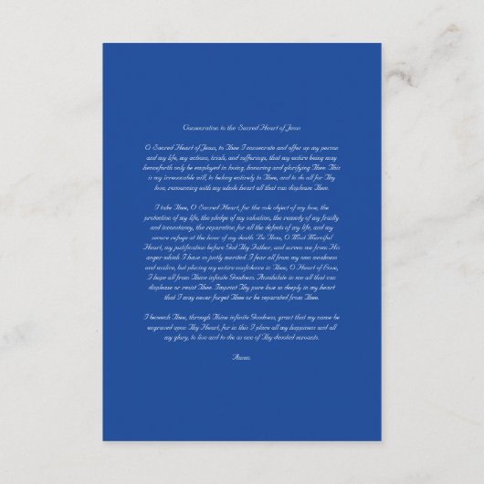 聖なるハートと聖別祈りの言葉 エンクロージャーカード (裏面)