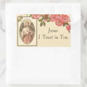 聖なるハートのイエスのフローラ 長方形シール (バッグ)