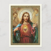 聖なるハートのイエスの宗教ヴィンテージ ポストカード (正面)