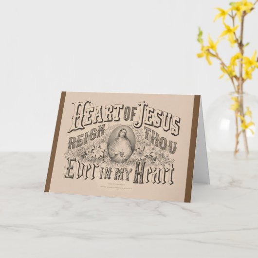 聖なるハートのイエススヴィンテージ・カトリック カード (黄色い花)