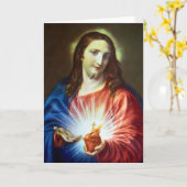 聖なるハートのイエスヴィンテージ挨拶 カード (黄色い花)