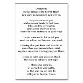 聖なるハートのイエス祈りの言葉カード テーブルナンバー (裏面)