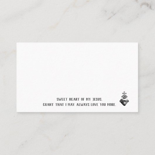 聖なるハートのイエス祈りの言葉リクエストカード 名刺 (裏面)