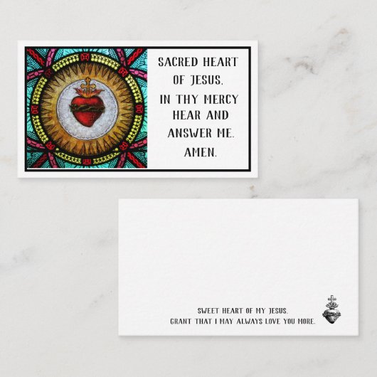 聖なるハートのイエス祈りの言葉リクエストカード 名刺 (正面/裏面)